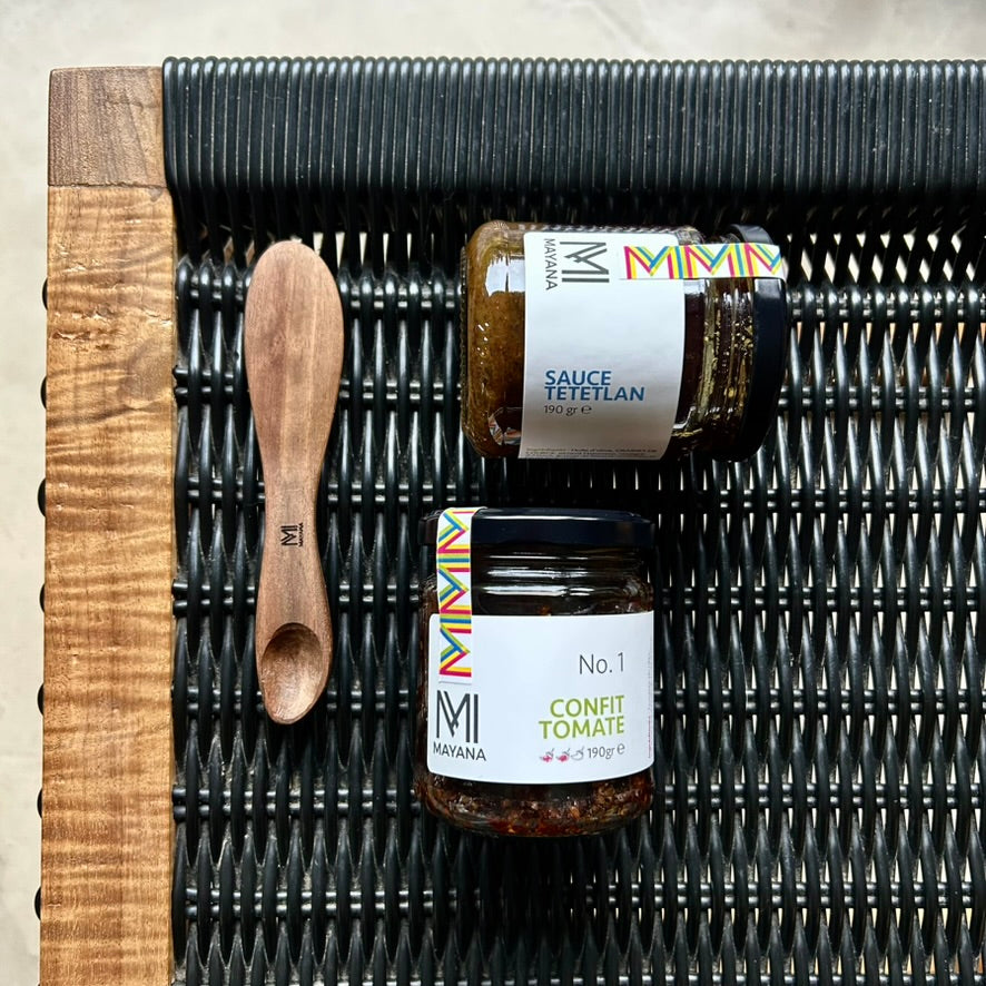 Collaboration Maison Lacker Cuillère et Sauce Macha/Confit Mole